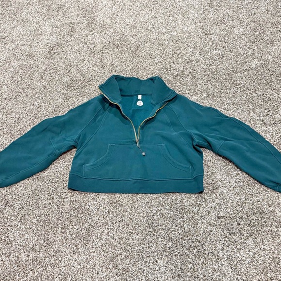 Lululemon 1/2 Zip Scuba Funnel Neck STORM TEAL M/L Gold Zipper - Picture 3 of 6